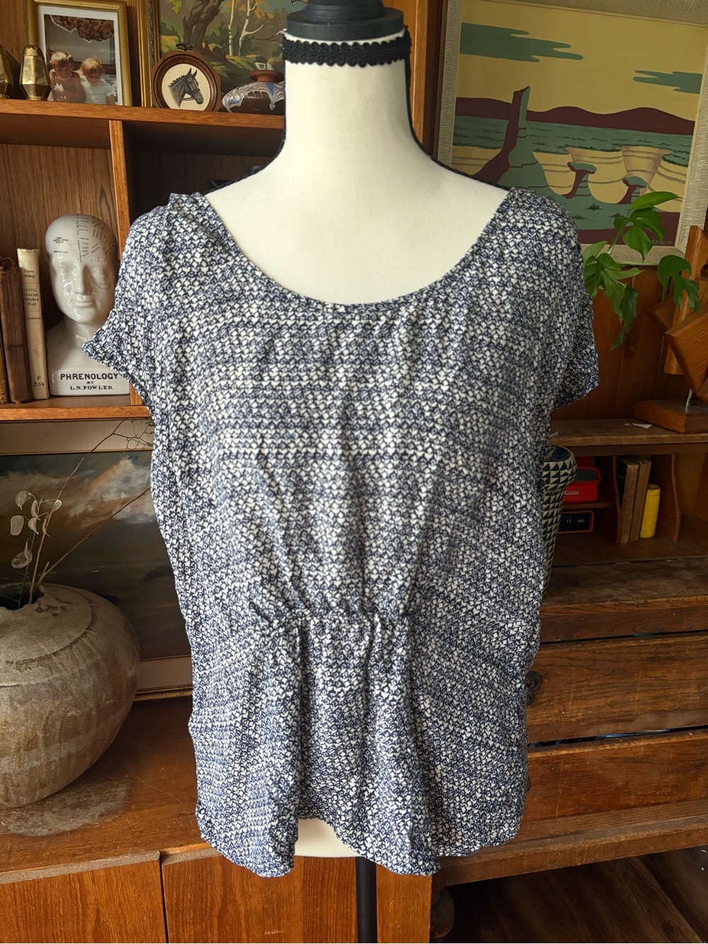 100% Silk John Robshaw for Lucky Brand Blouse L